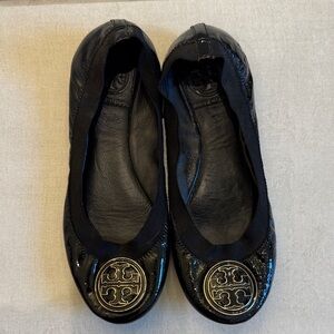 Tory Burch Black Patent Leather Flats